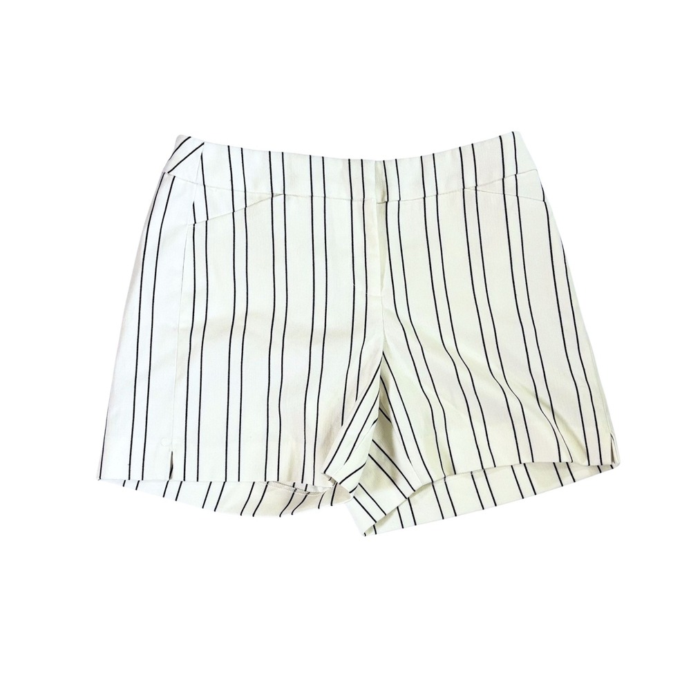 White House Black Market Casual Shorts White Black Pinstripe Size 0